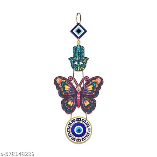 Decor Smart Butterfly Wooden Wall Hanging with Evil Eye Charm | De...'. - Image 1